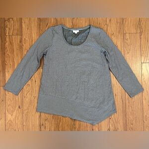 J. Jill Medium Petite Women Black White Stripe Knit Asymmetrical Long Sleeve Top